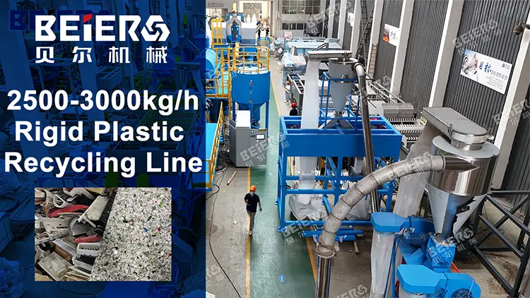 2500-3000kg/h Rigid Plastic Shredding Washing Recycling Line Video